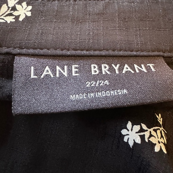 Lane Bryant 22/24 Black Floral Print Tunic Blouse Lightweight Long Sleeve Rayon - Picture 6 of 8